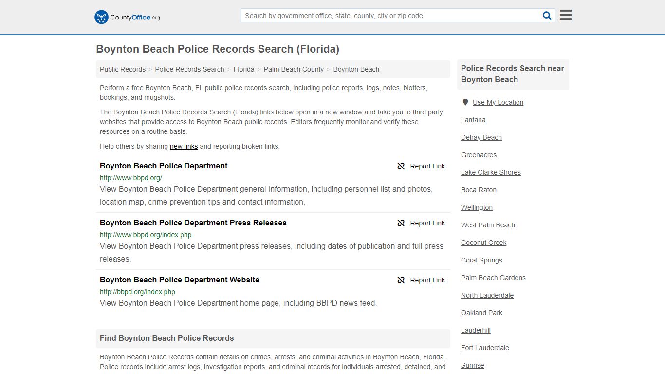 Police Records Search - Boynton Beach, FL (Accidents & Arrest Records)